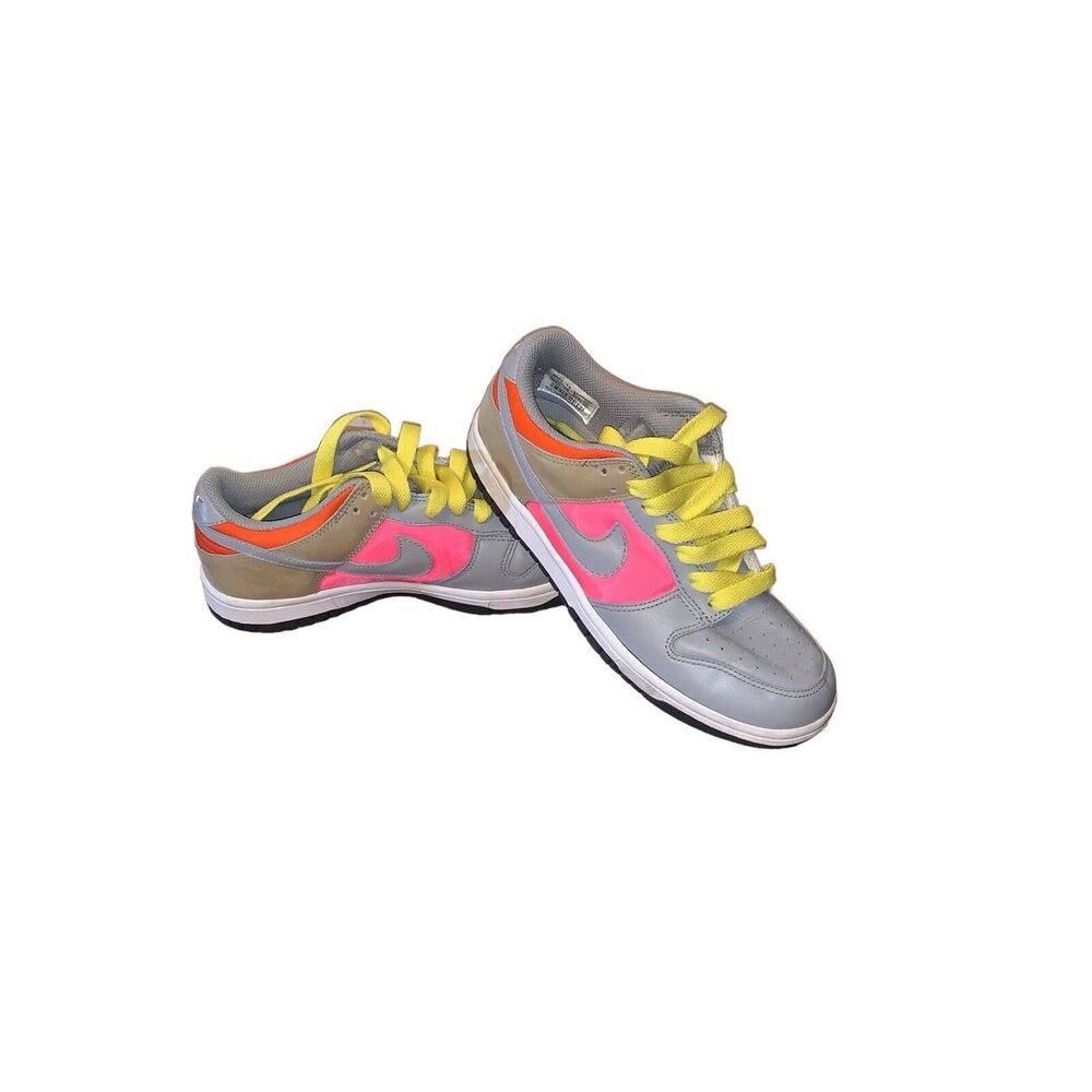 Nike Air Dunk Low Gray Laser*RARE YELLOW LACE*Pink Womens 6~2007 - Picture 5 of 15